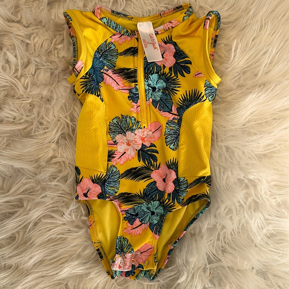 Cat & Jack Yellow one piece Swimsuit 3T